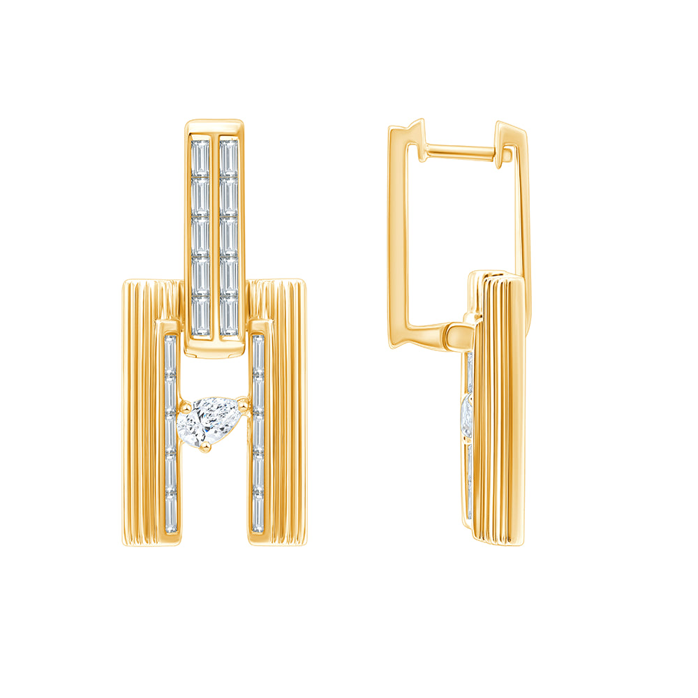 Mixed Cut Vertical Bar Dangler Earrings
