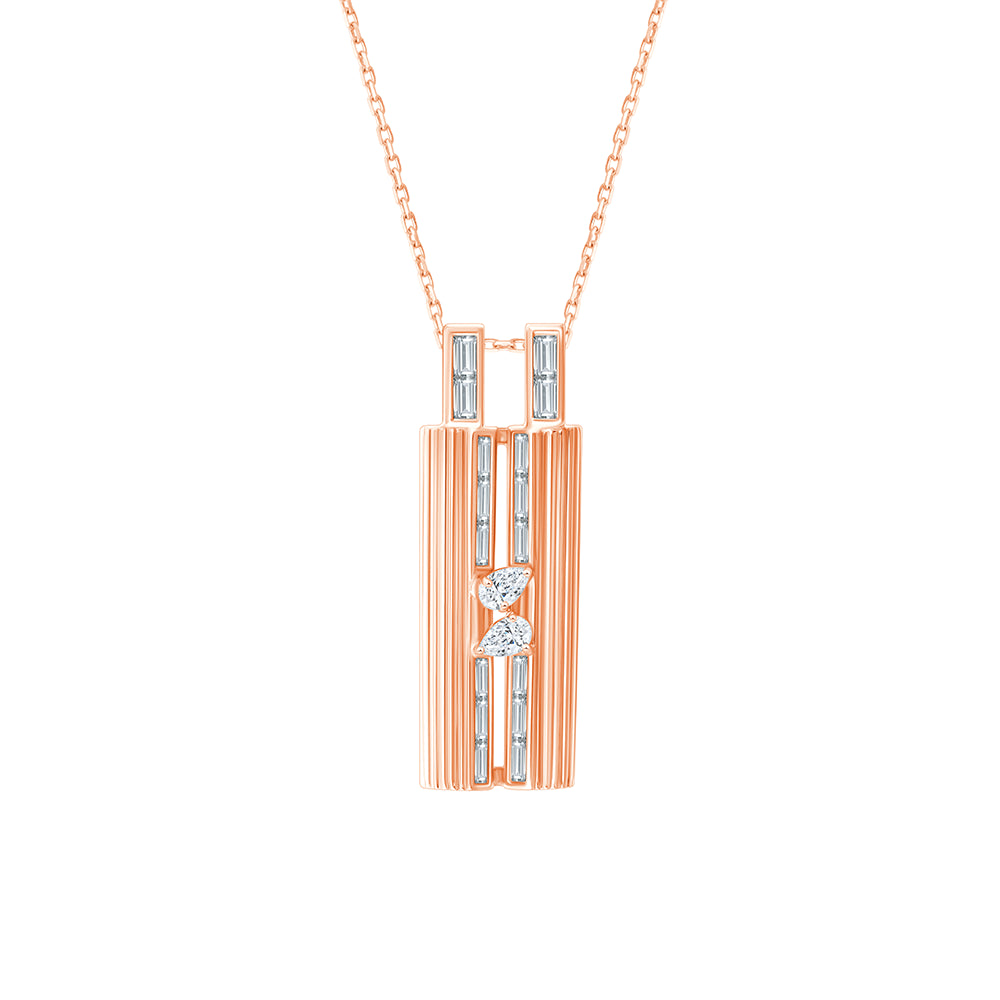 Pear  Baguette Cut Dual Row Pendant