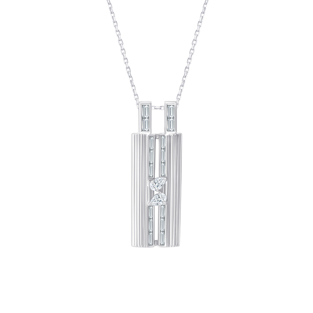 Pear  Baguette Cut Dual Row Pendant