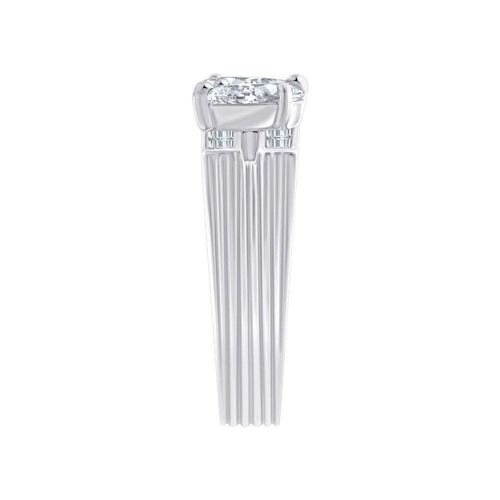 Pear  Baguette Cut Panel Line Ring 
