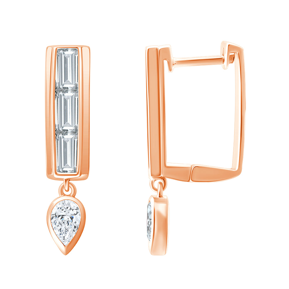 Baguette  Pear Cut Dangler Earrings