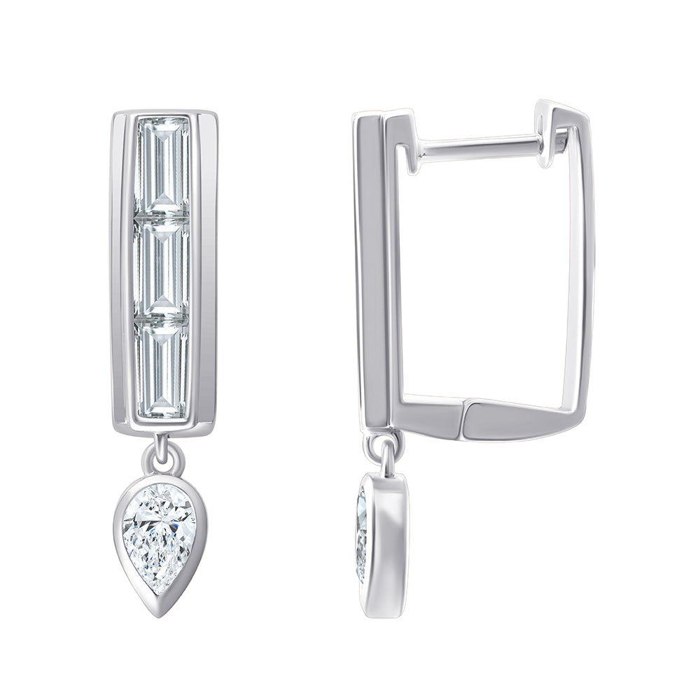 Baguette  Pear Cut Dangler Earrings