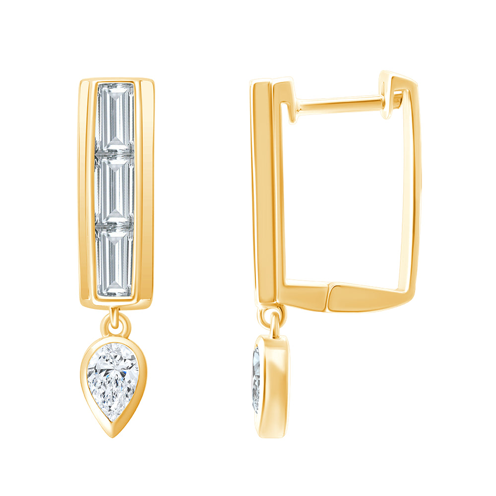 Baguette  Pear Cut Dangler Earrings