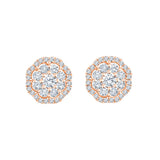Brilliant Cut Floral Halo Stud Earrings