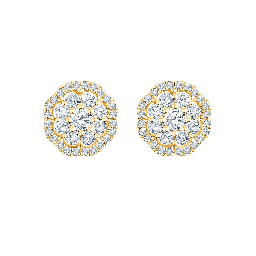 Brilliant Cut Floral Halo Stud Earrings