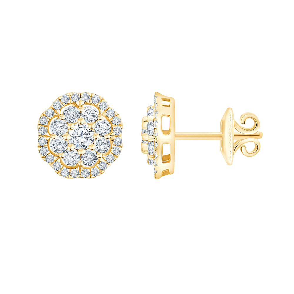 Brilliant Cut Floral Halo Stud Earrings