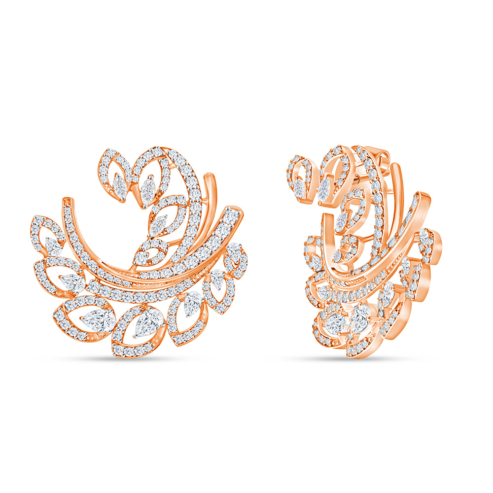 Mixed Cut Feather Stud Earrings