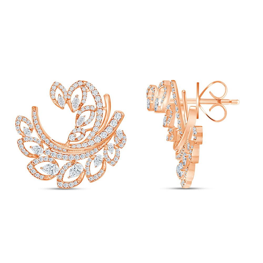 Mixed Cut Feather Stud Earrings