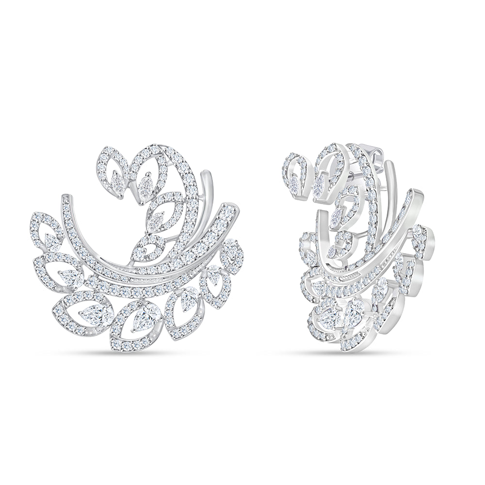 Mixed Cut Feather Stud Earrings
