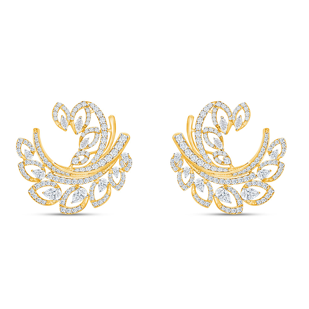 Mixed Cut Feather Stud Earrings