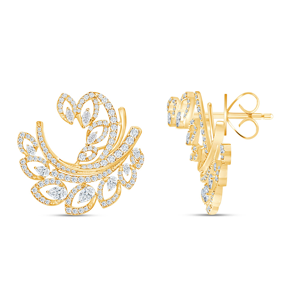 Mixed Cut Feather Stud Earrings