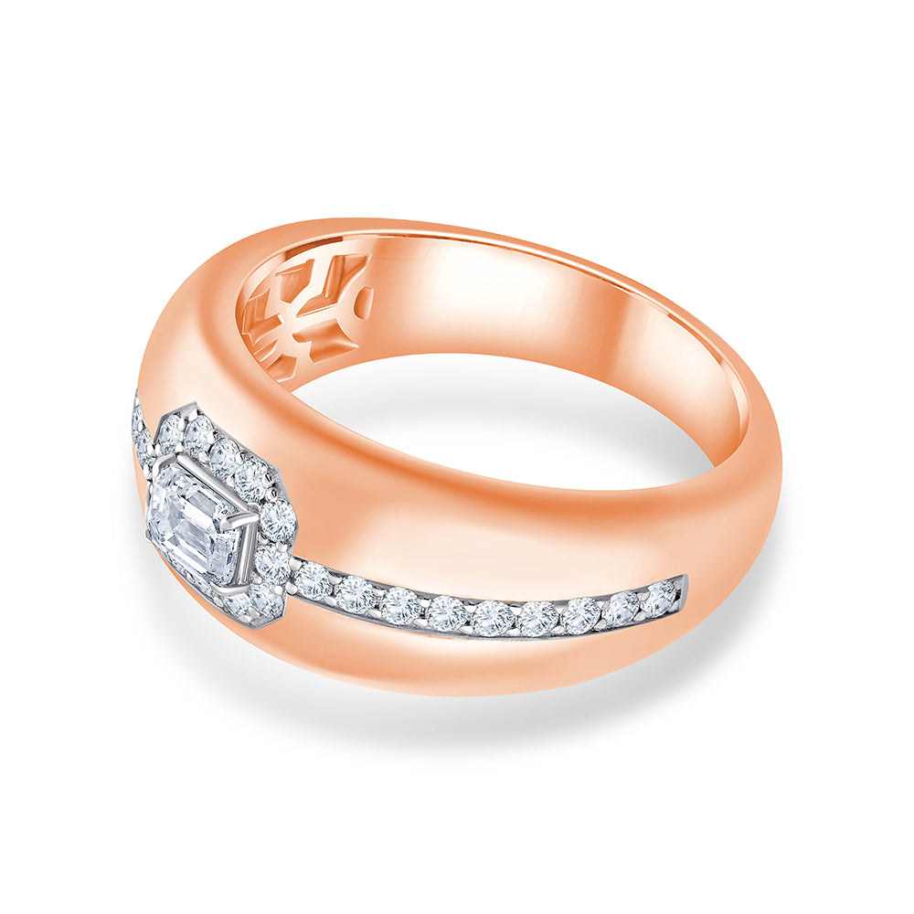 Emerald Cut Halo Mens Ring