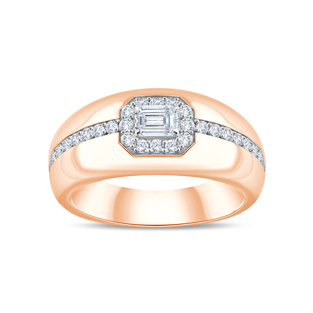 Emerald Cut Halo Mens Ring