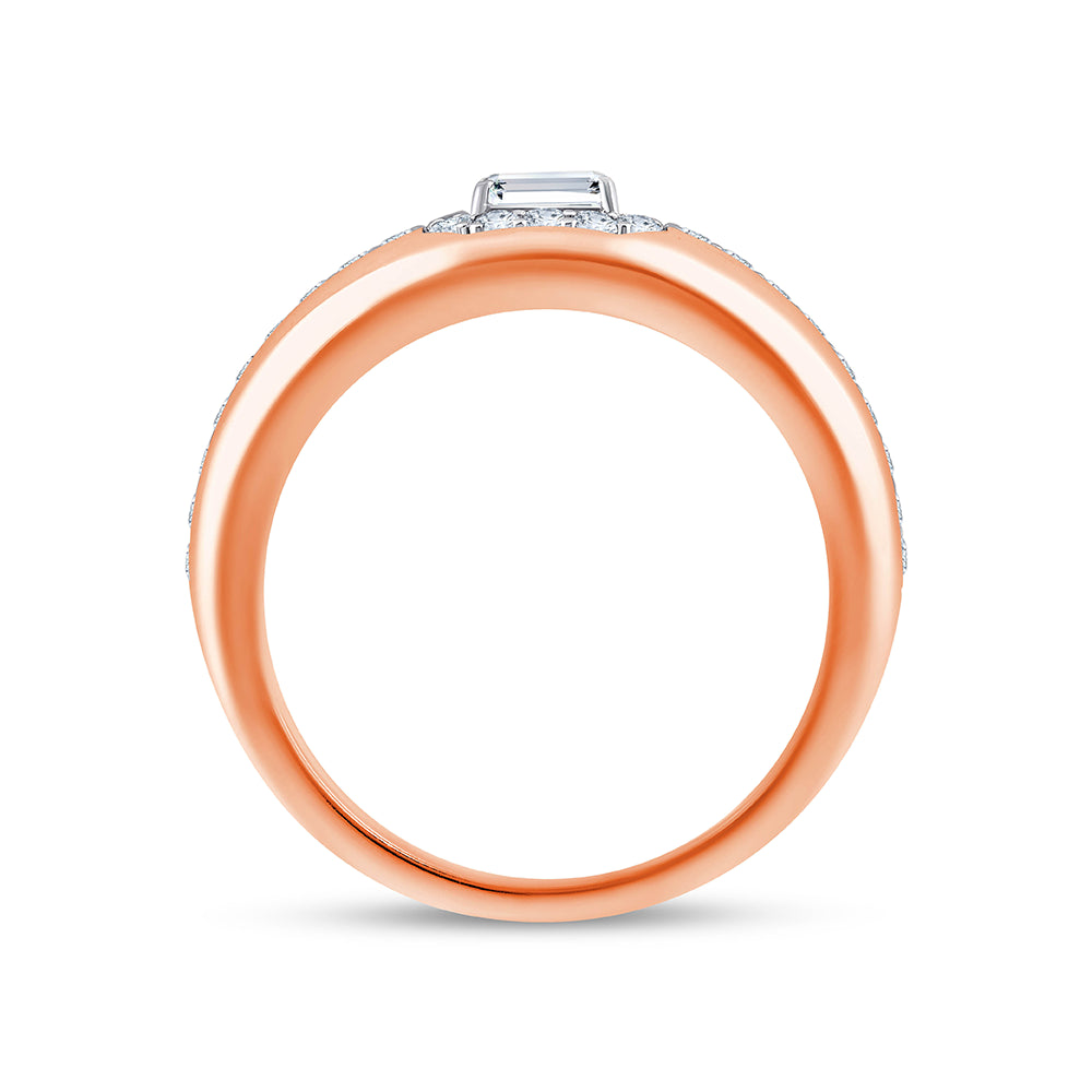 Emerald Cut Halo Mens Ring