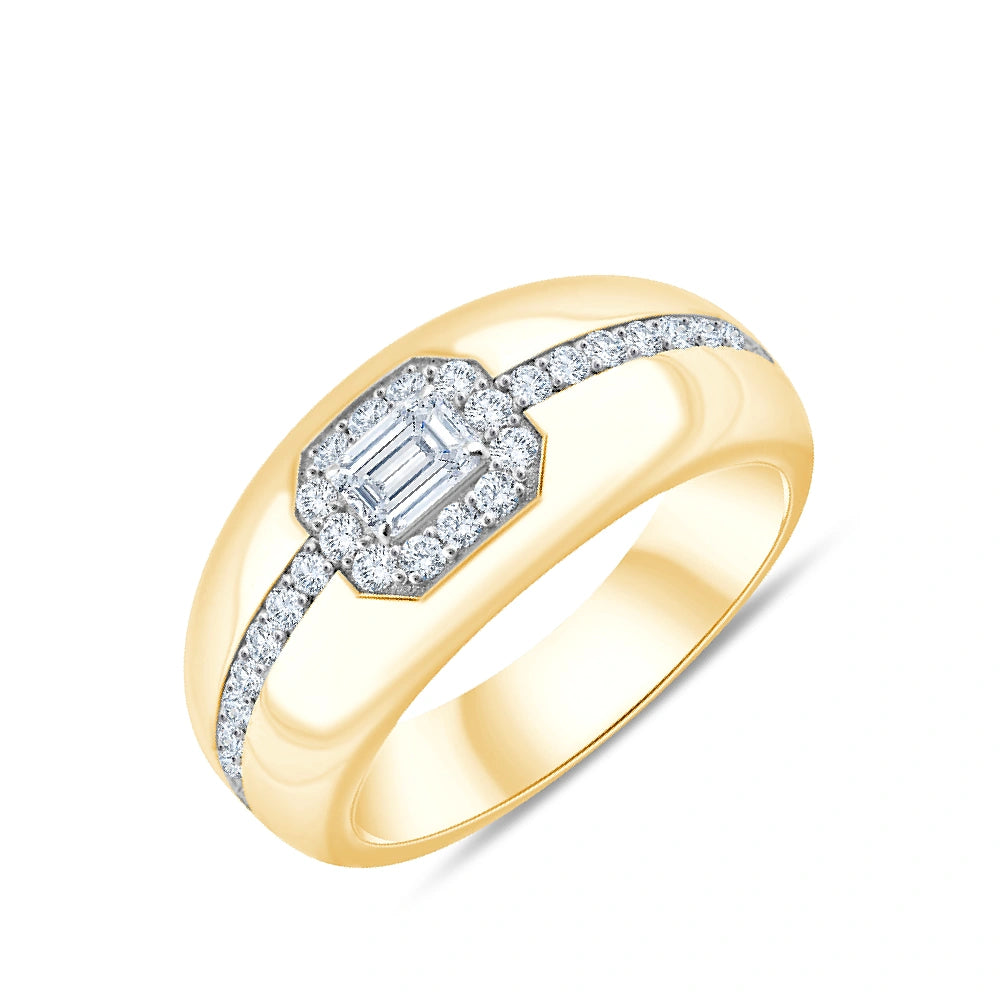 Emerald Cut Halo Mens Ring