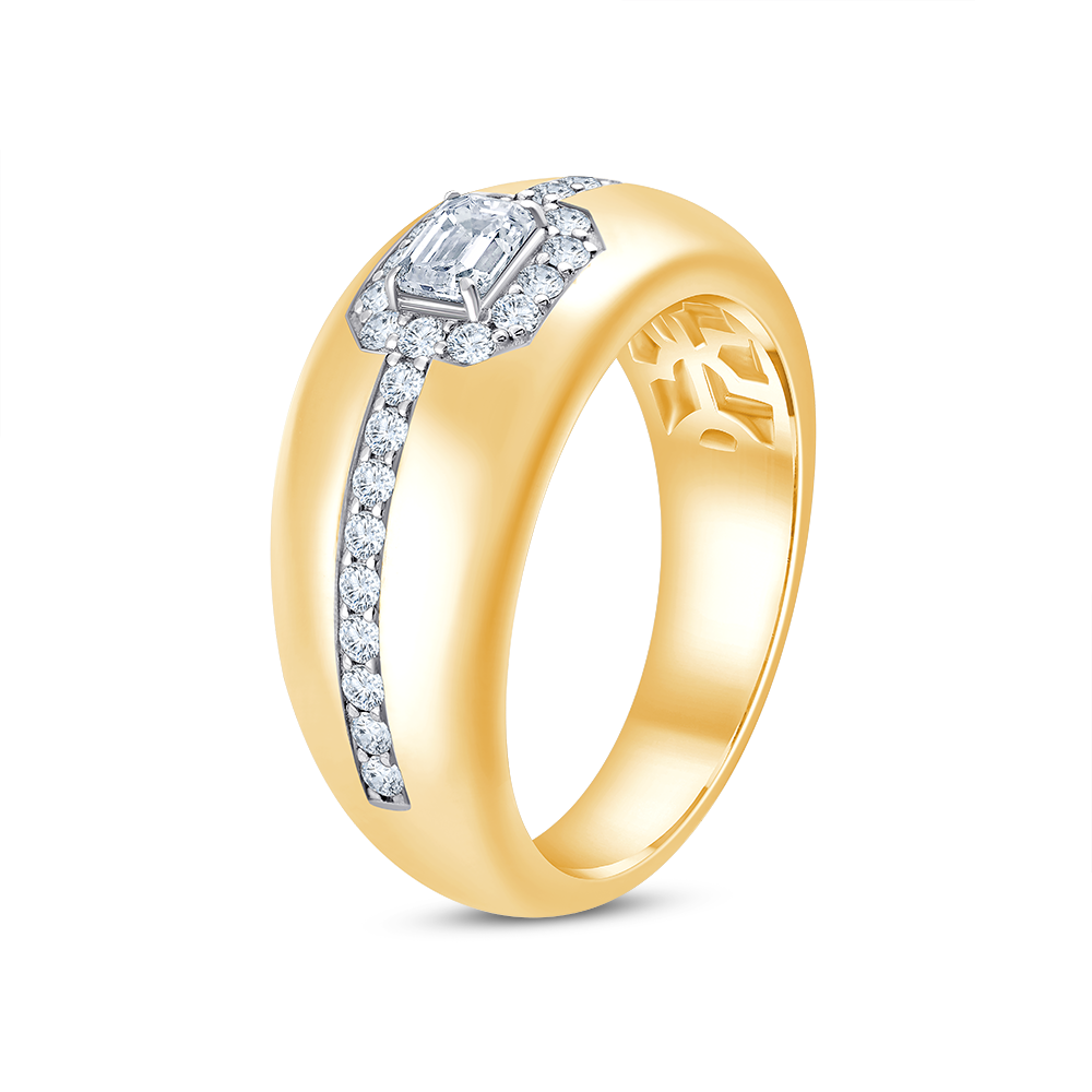 Emerald Cut Halo Mens Ring