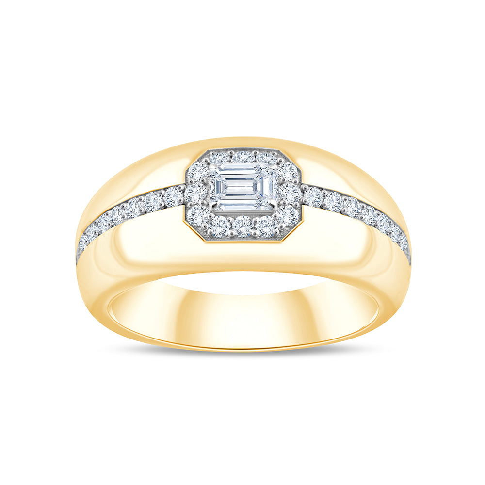 Emerald Cut Halo Mens Ring