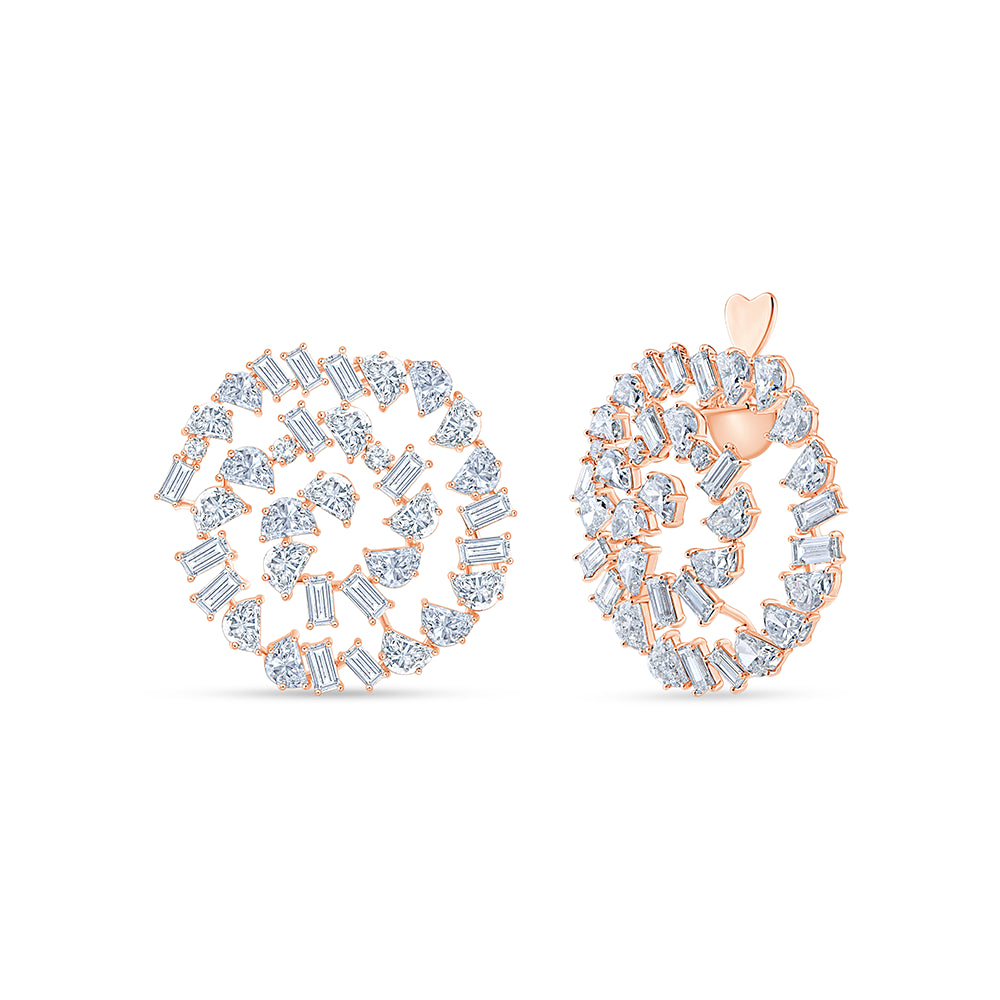 Mixed Cut Swirl Stud Earrings