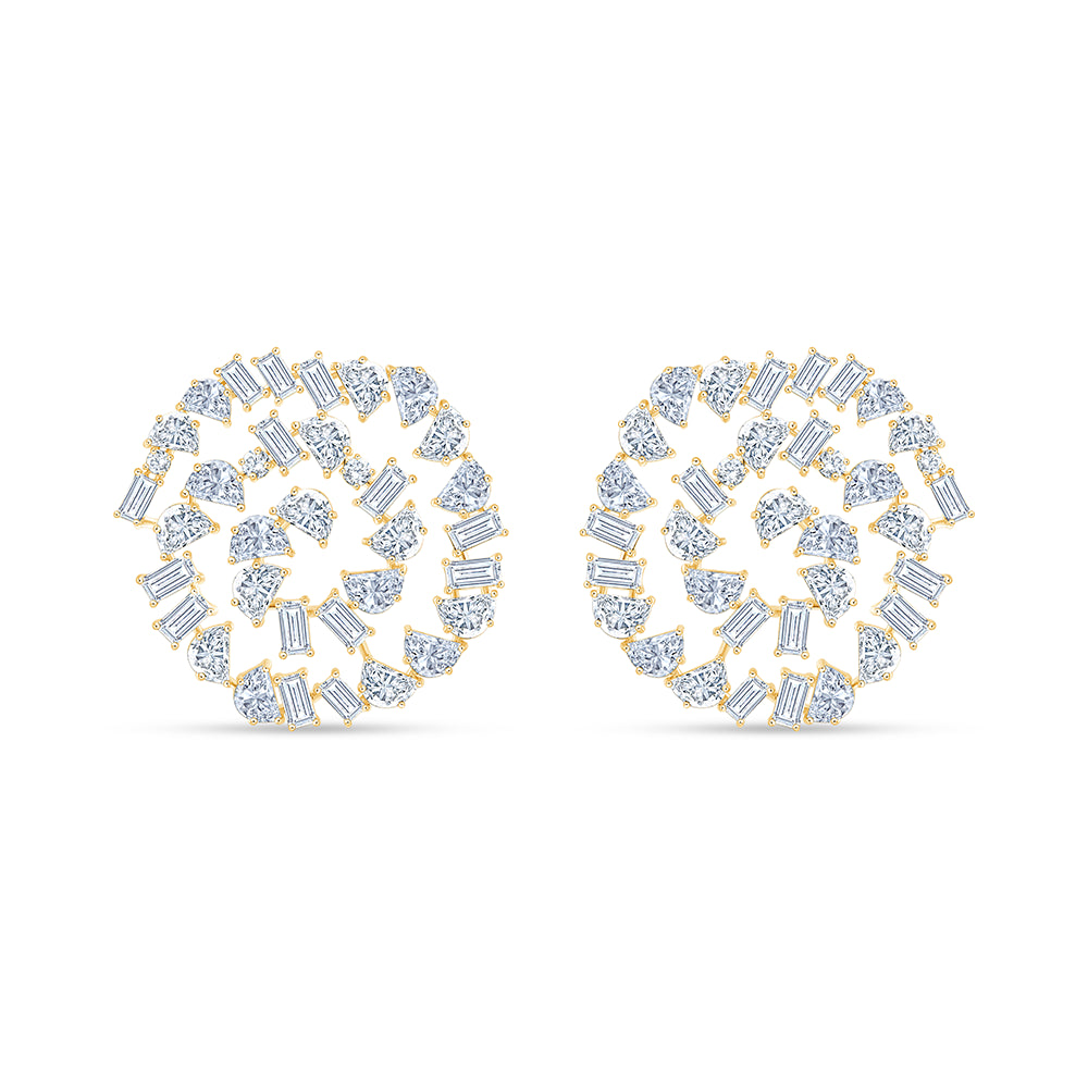 Mixed Cut Swirl Stud Earrings