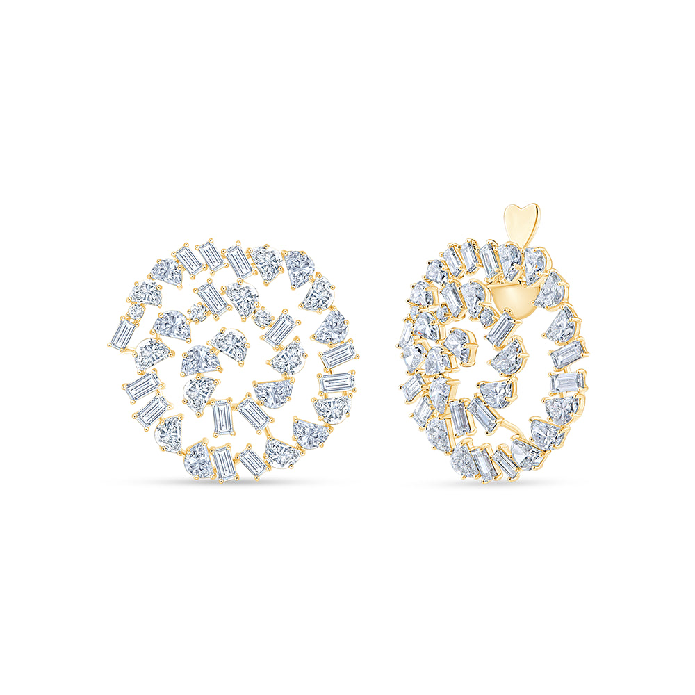 Mixed Cut Swirl Stud Earrings