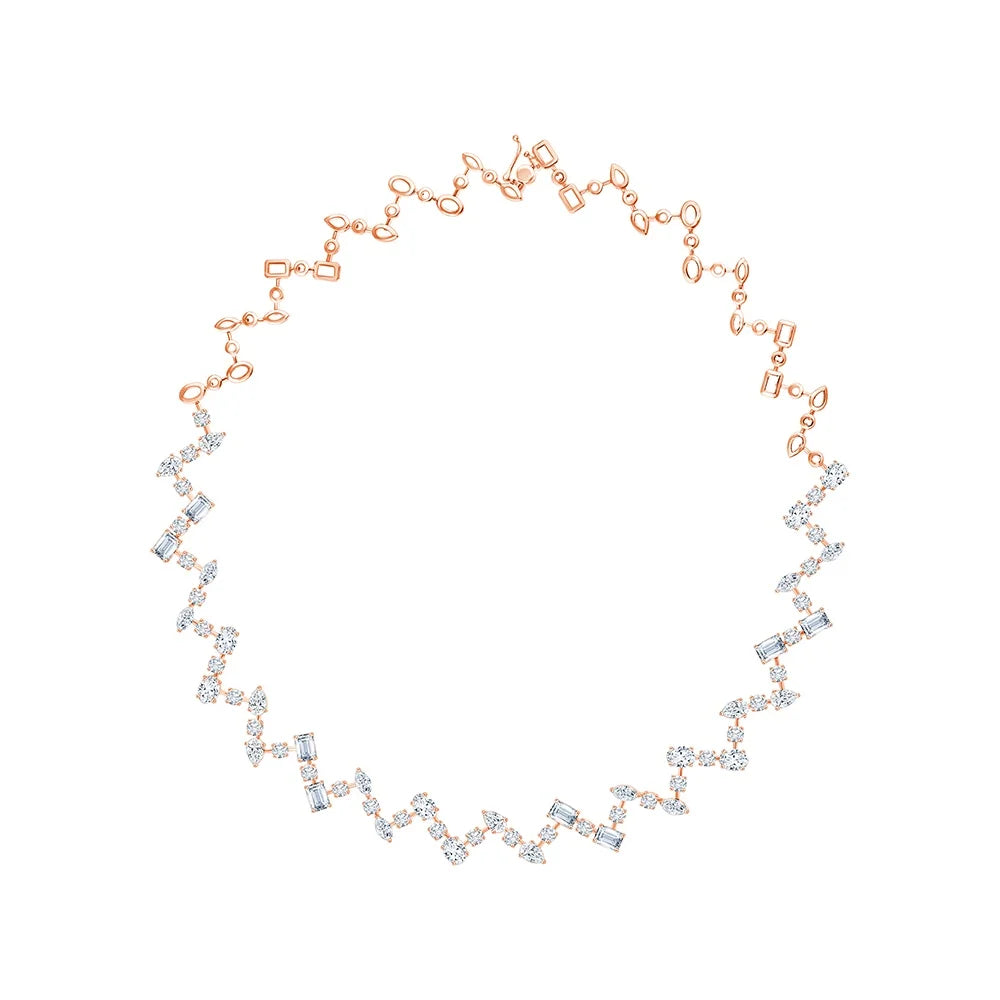 Mixed Cut Zigzag Necklace