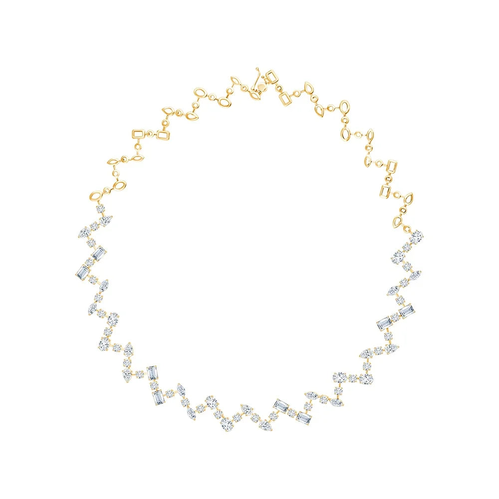 Mixed Cut Zigzag Necklace