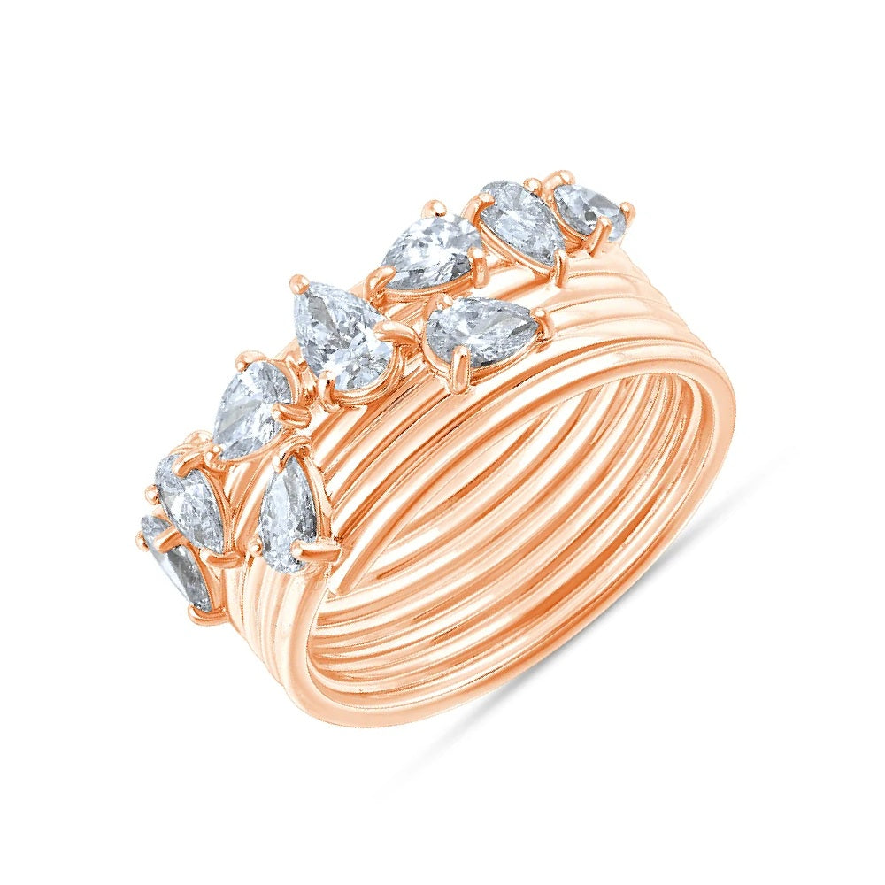 Pear Cut Scattered Stackable Ring