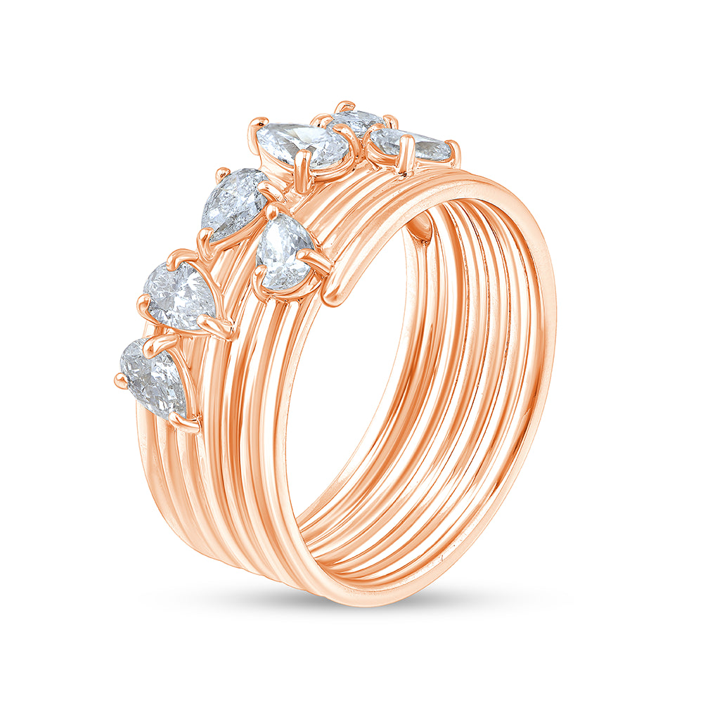 Pear Cut Scattered Stackable Ring