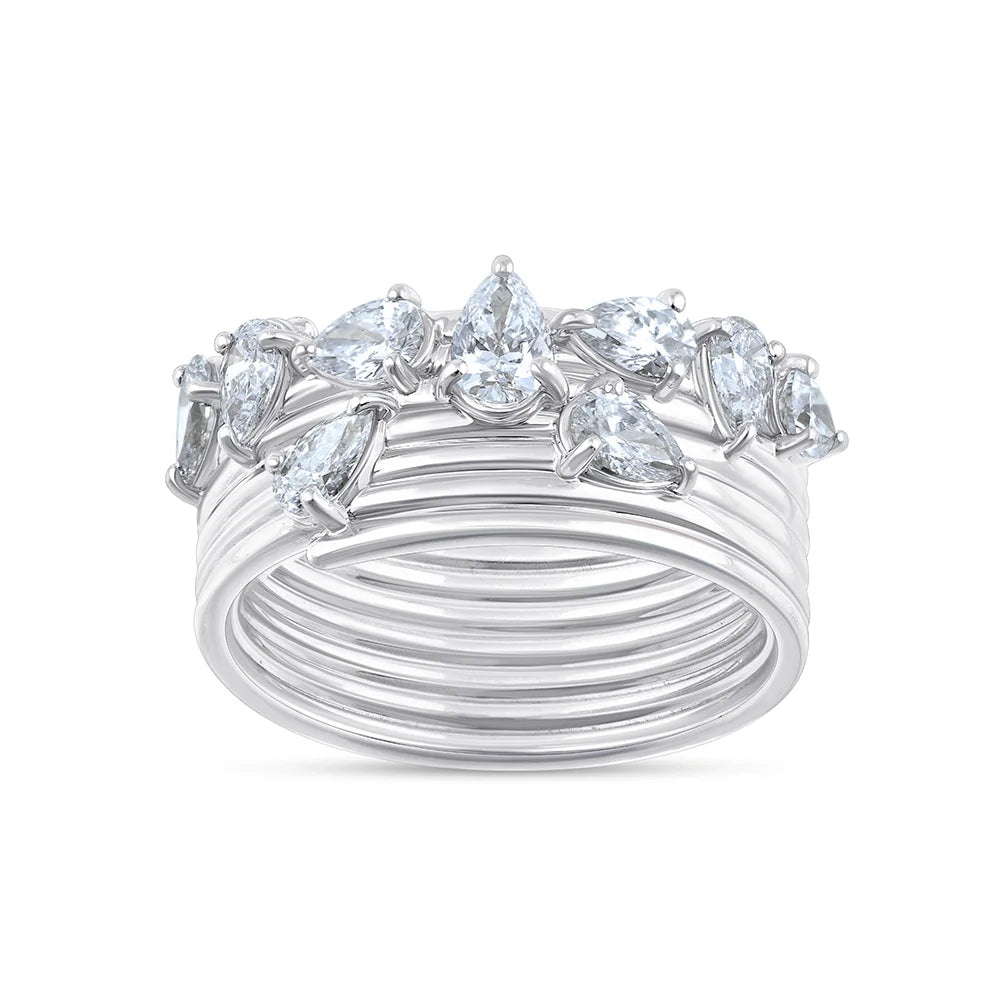 Pear Cut Scattered Stackable Ring
