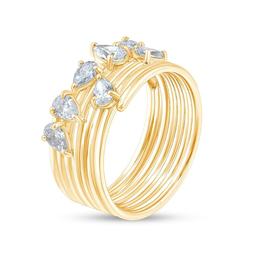 Pear Cut Scattered Stackable Ring