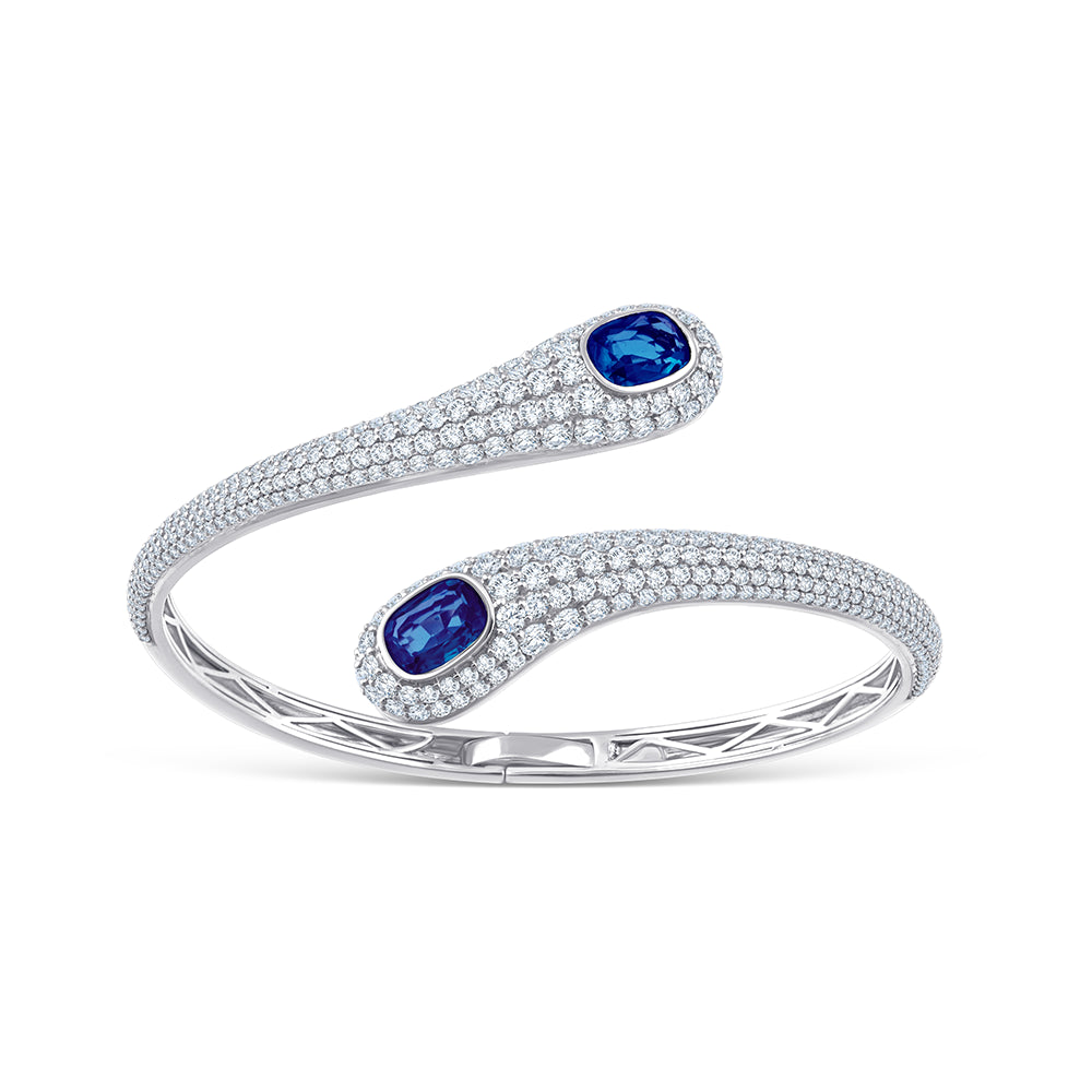 Oval Cut Sapphire Bypass Bracelet
