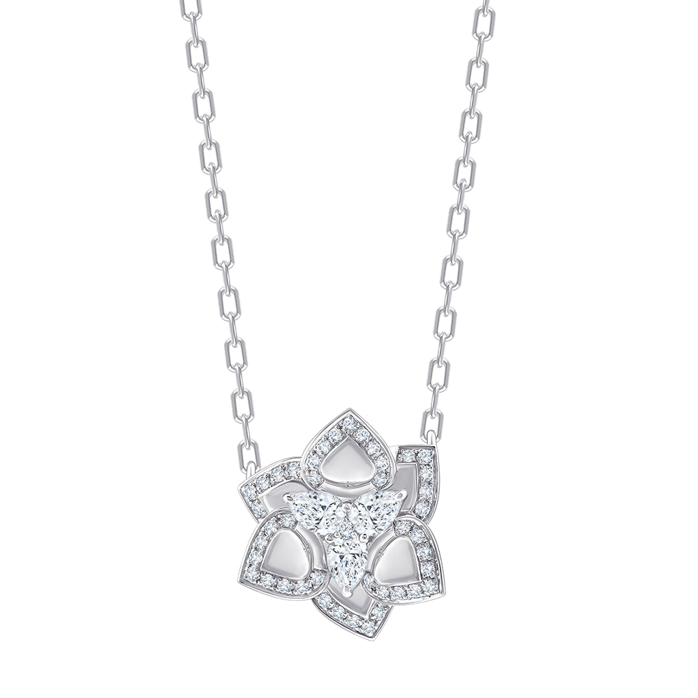 Pear  Brilliant Cut Lotus Pendant