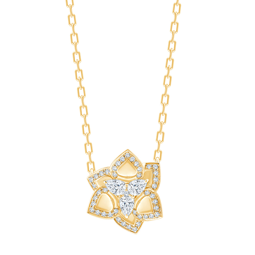 Pear  Brilliant Cut Lotus Pendant