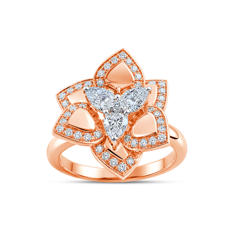 Pear Cut Lotus Petal Ring