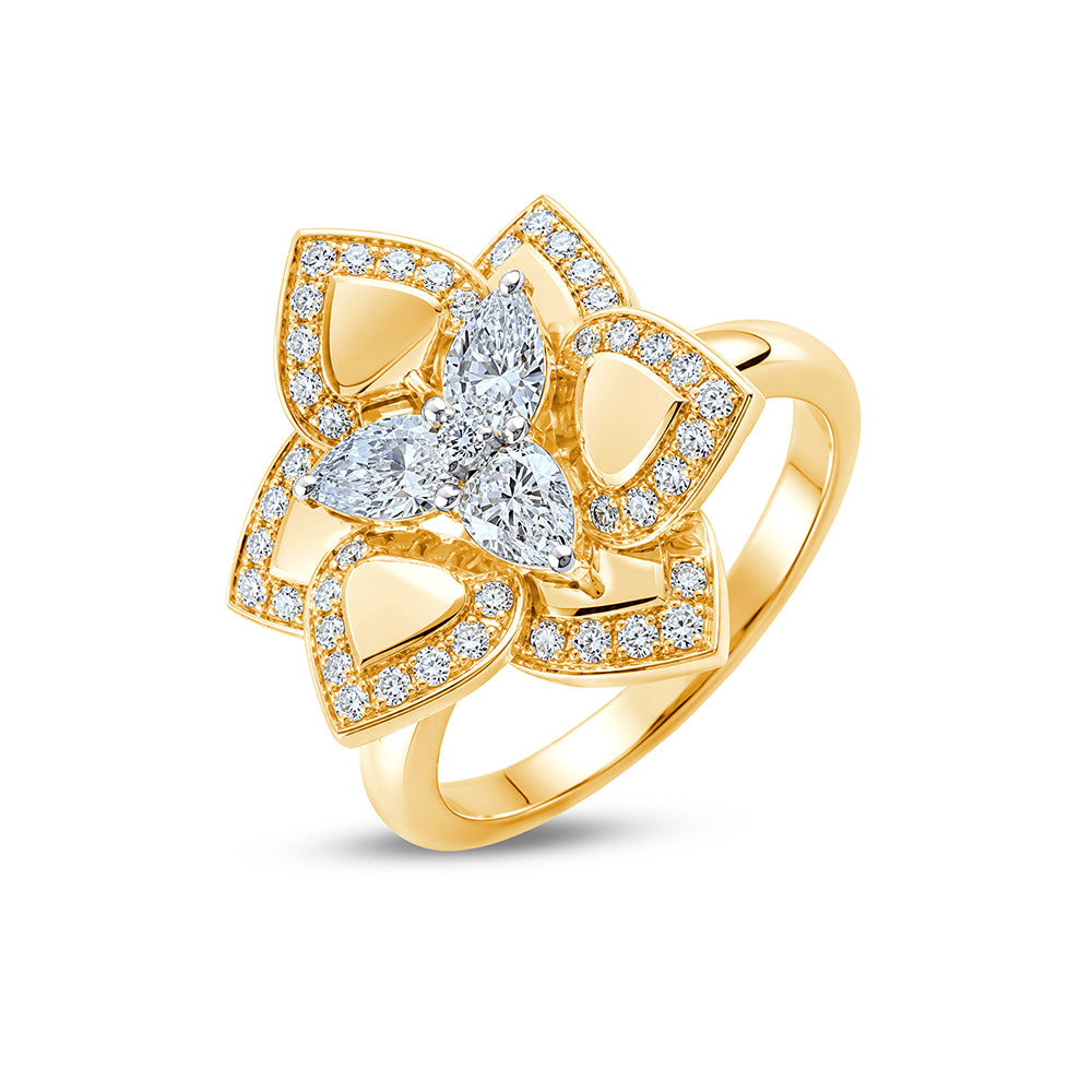 Pear Cut Lotus Petal Ring
