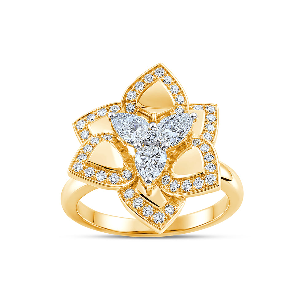 Pear Cut Lotus Petal Ring