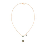 Emerald Cut Green Enamel Halo Pendant