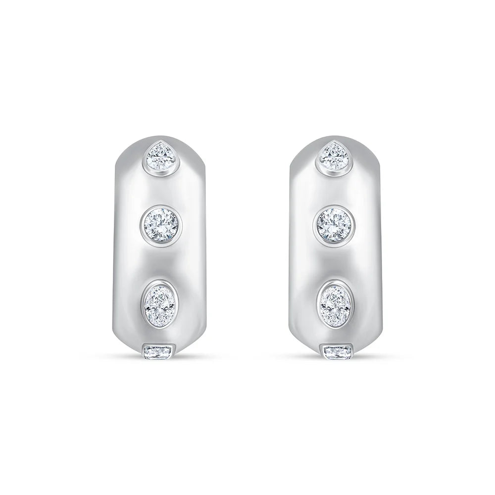 Mixed Cut Bezel Set Hoop Earrings