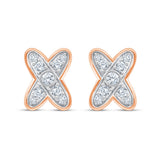Brilliant Cut X Motif Stud Earrings