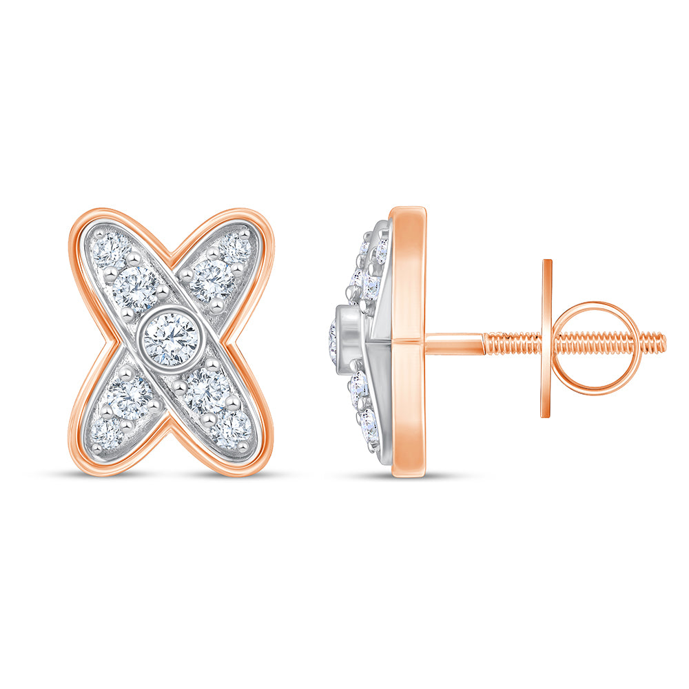 Brilliant Cut X Motif Stud Earrings