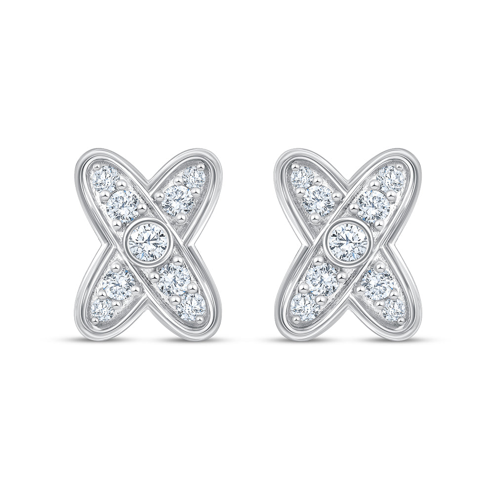 Brilliant Cut X Motif Stud Earrings