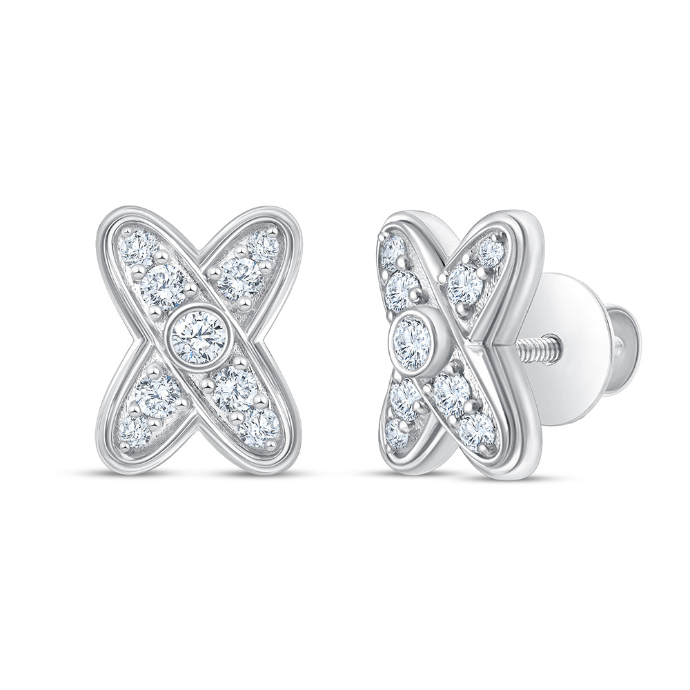 Brilliant Cut X Motif Stud Earrings