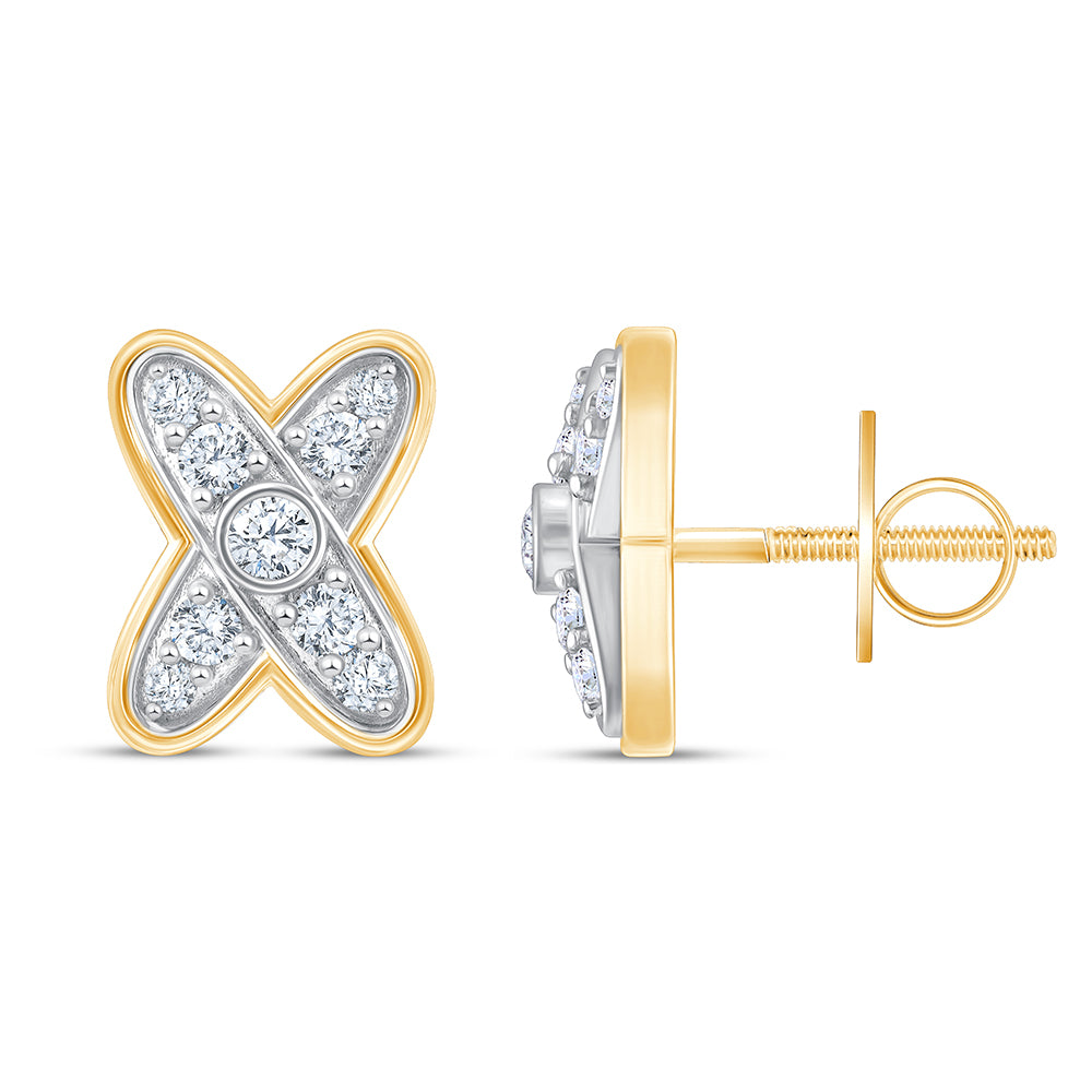 Brilliant Cut X Motif Stud Earrings