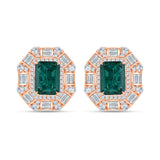 Emerald Cut Emerald Halo Stud Earrings