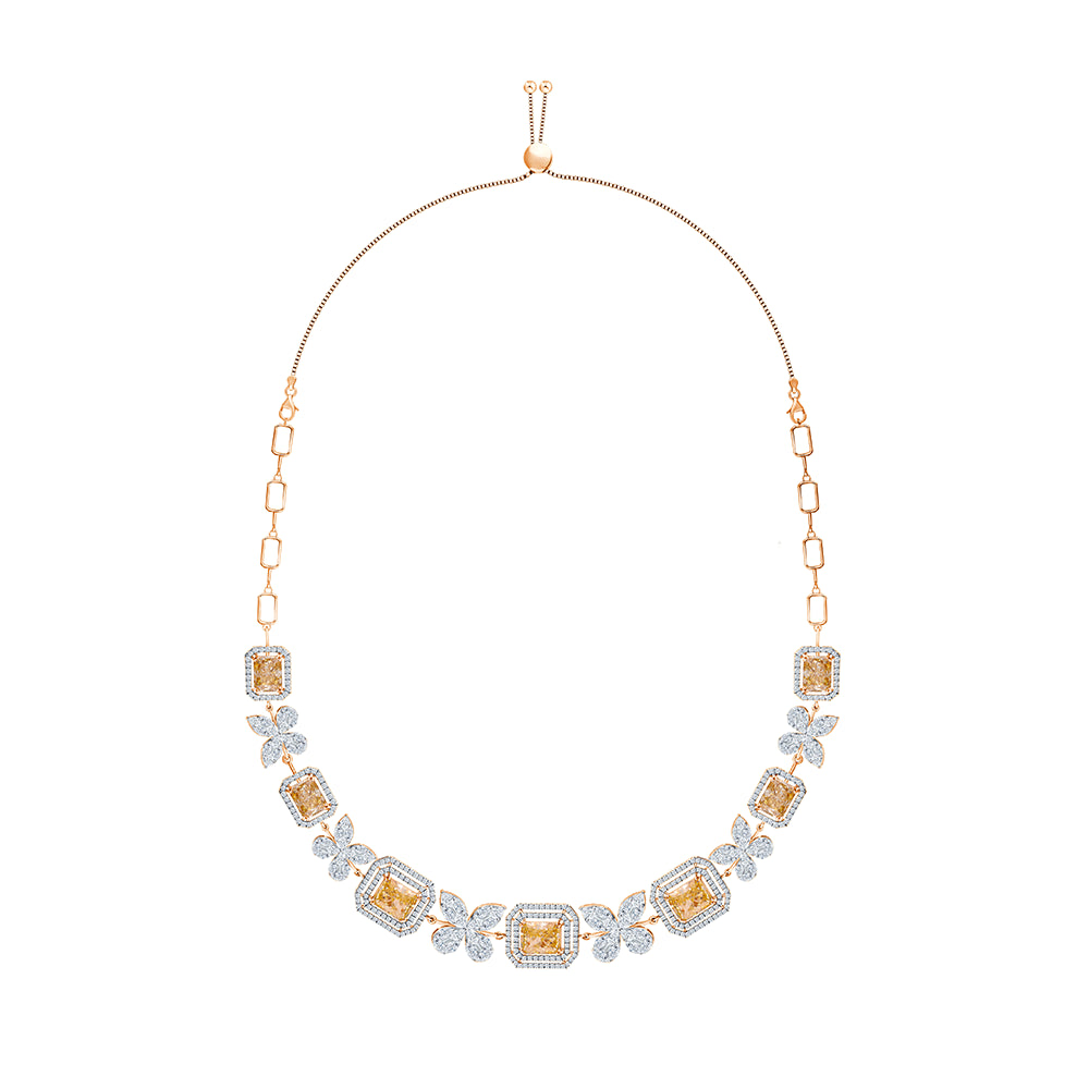 Emerald Cut Ice Crush Station Necklace