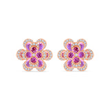 Brilliant Cut Semi-Precious Stone Flower Stud Earrings