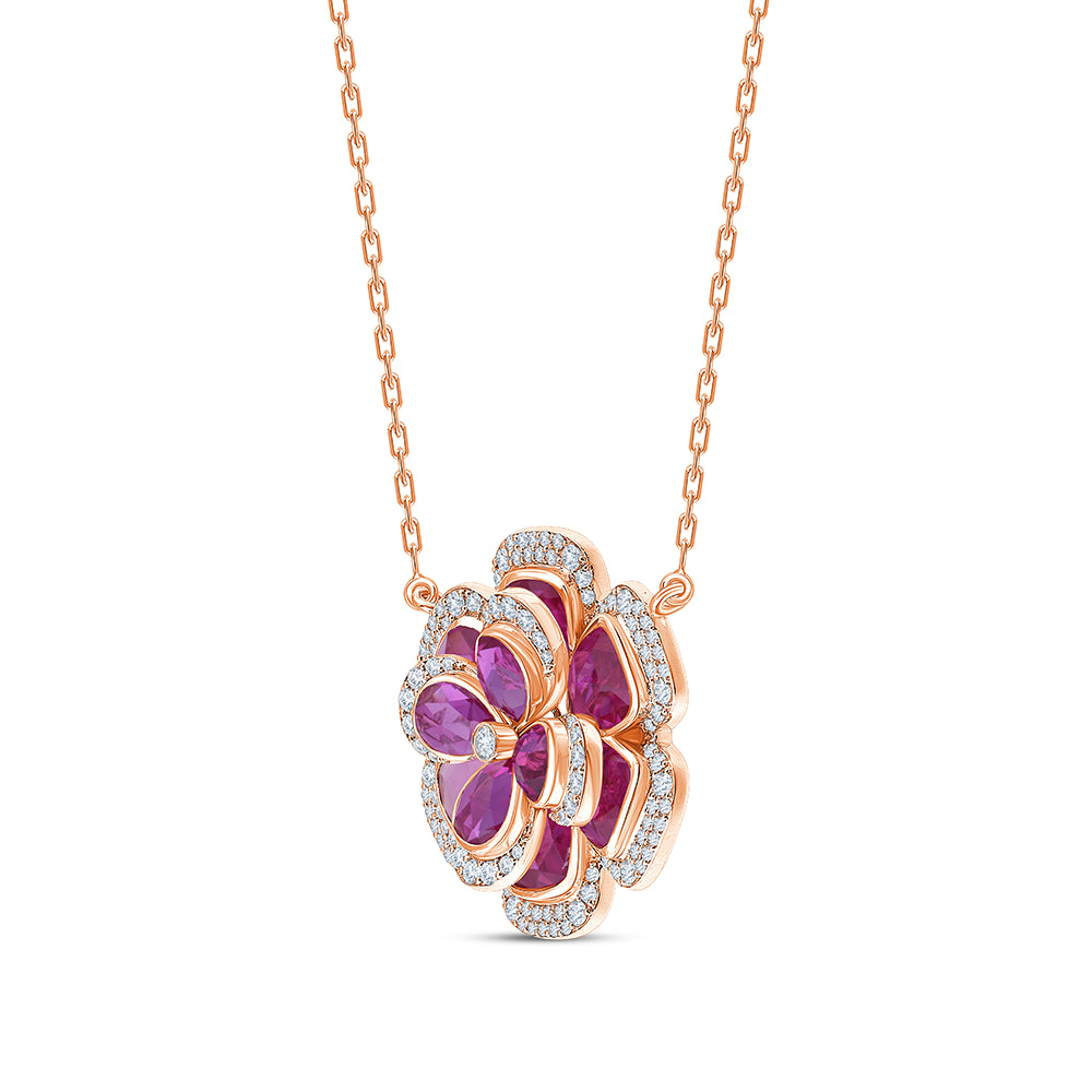Pear Cut Semi Precious Stone Flower Pendant