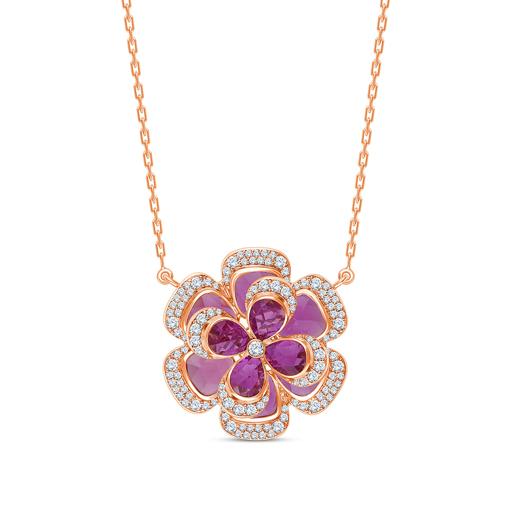 Pear Cut Semi Precious Stone Flower Pendant