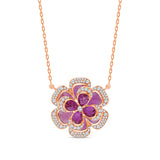 Pear Cut Semi-Precious Stone Flower Pendant