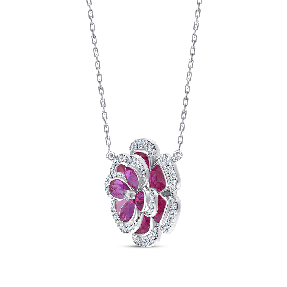 Pear Cut Semi Precious Stone Flower Pendant